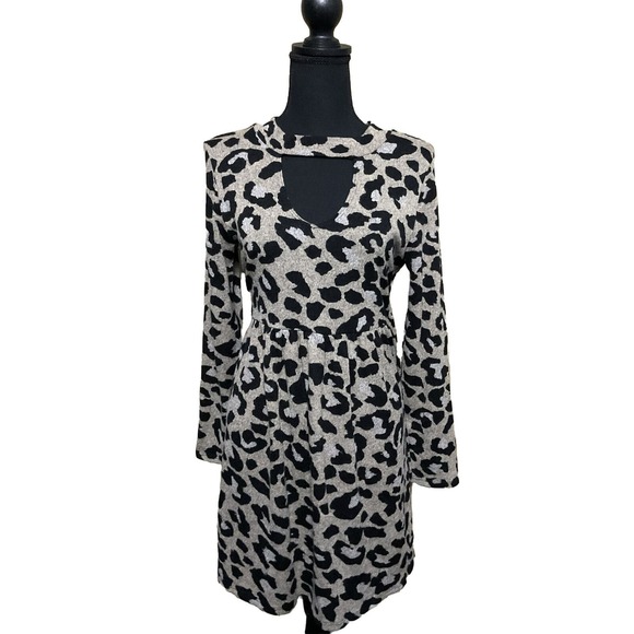 Jodifl Women's Size S Long Sleeve Polyester Blend Animal Print Long Sleeve Dress - Picture 1 of 7